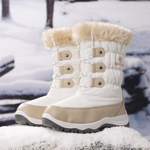 Kids Winter Snow Boots - BEIGE WHITE - 5